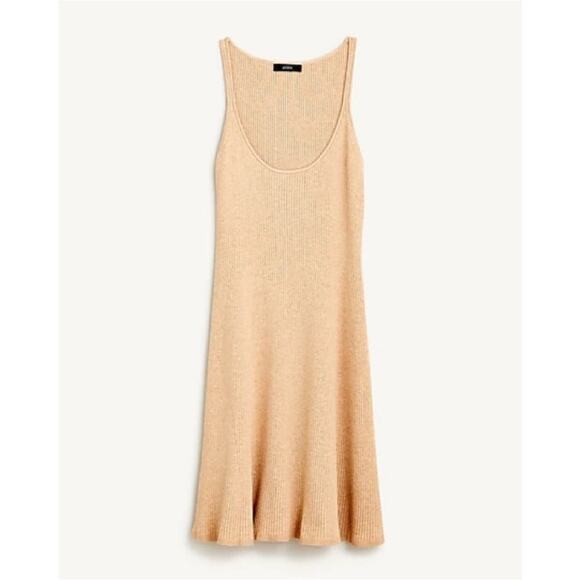 J.Crew Ribbed Scoopneck Knit Mini Dress Light Tan Fit & Flare Short Sexy Soft XS - Picture 10 of 11